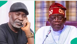 Nigerian actor Stanley Amadi (L) has been accused of plotting a coup against President Tinubu (R)